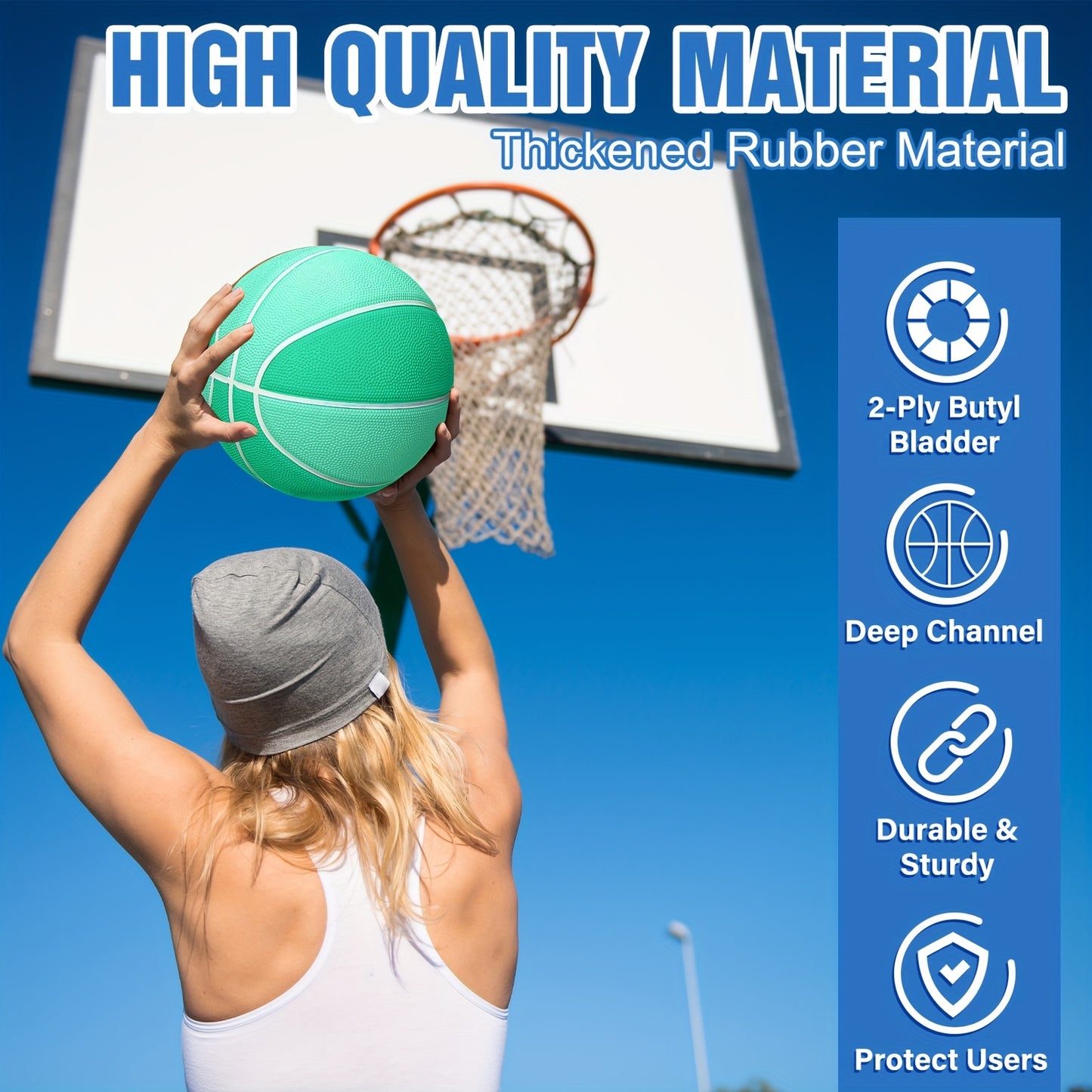6pcs Rubber Basketball Official Size Bulk Streetball Multi-Color Basketball with Air