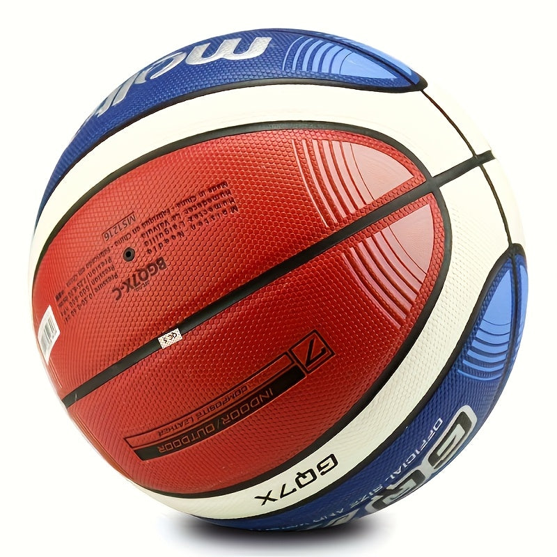 GQ7 Official Size 7 Basketball - Durable PU Material, Red\u002FBlue\u002FWhite Colorway with Black Accents