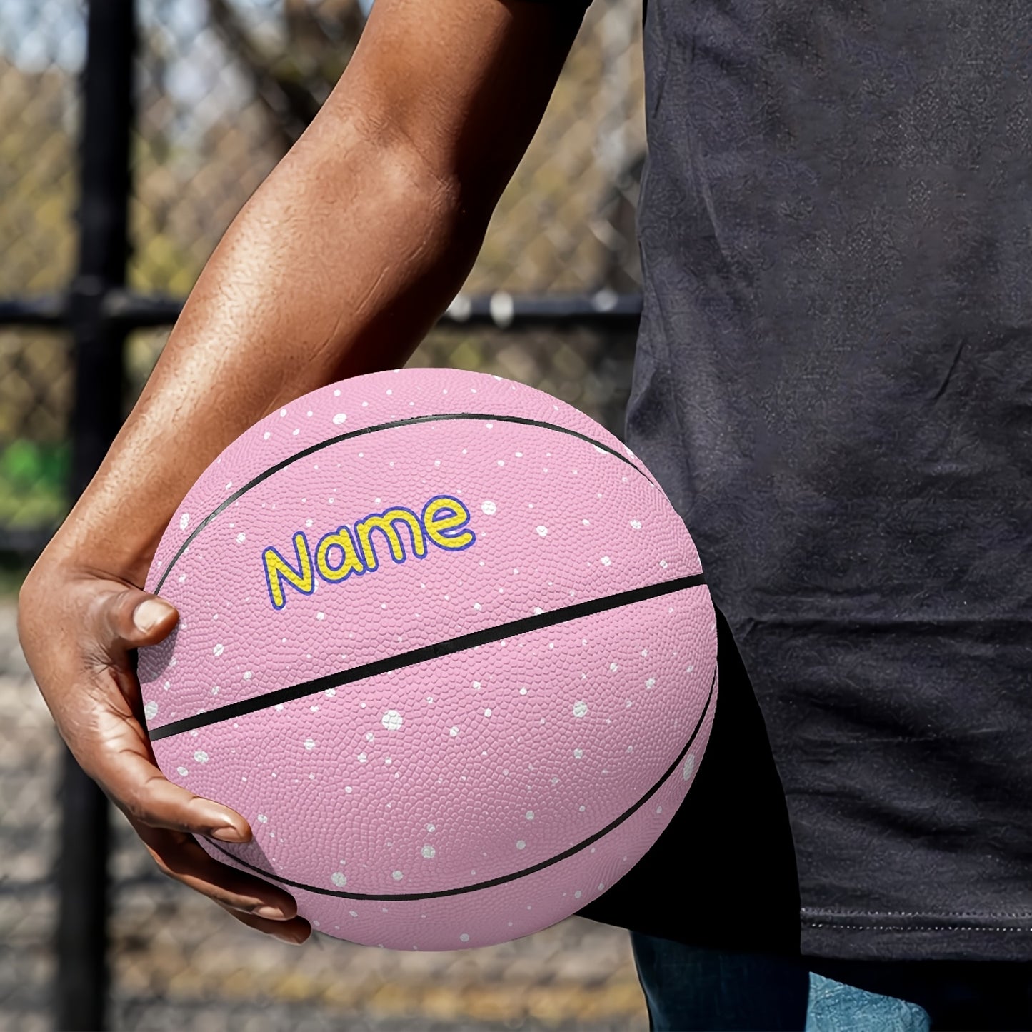 Custom Name Pink Basketball - Size 5\u002F7, Speckled Design Personalized Gift for Valentine's Day