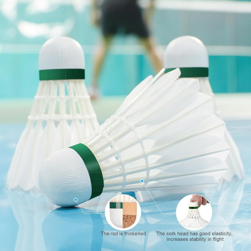 Goose Feather Badminton Shuttlecocks Birdies 12 Pack Hight Speed Training Badminton Balls with Great Stability for Indoor Outdoor Sports