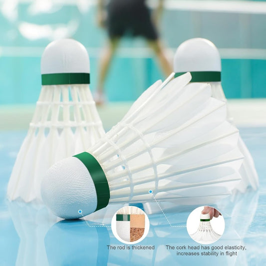 Goose Feather Badminton Shuttlecocks Birdies 12 Pack Hight Speed Training Badminton Balls with Great Stability for Indoor Outdoor Sports