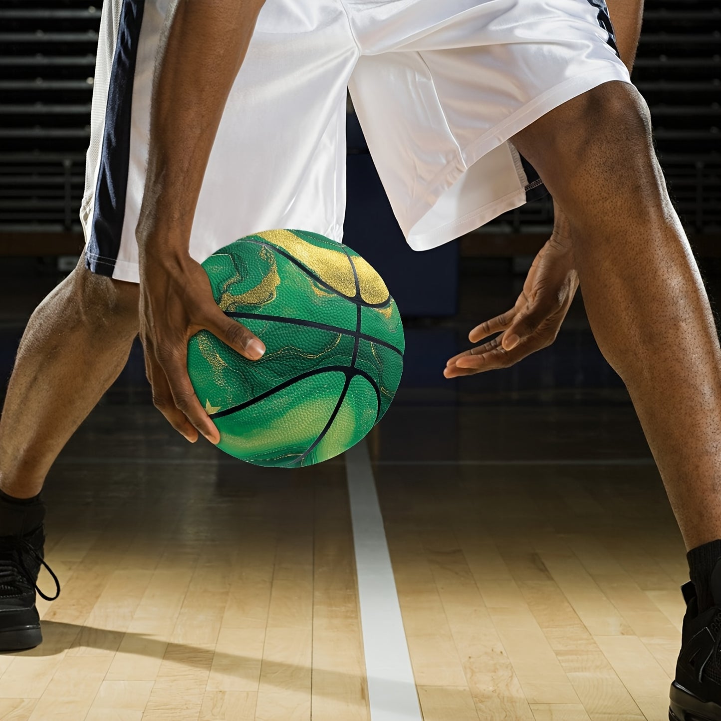 Custom Name Basketball - Green & Blue Marble Pattern PU Indoor\u002FOutdoor Game Ball