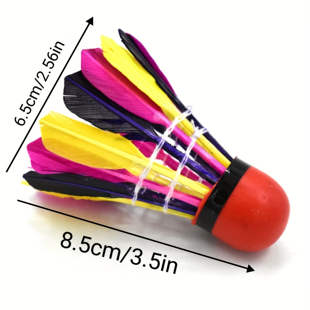 Vibrant Colorful Goose Feather Badminton Shuttlecocks - Wind-Resistant Anti-Wind Rubber Head for Outdoor Sports